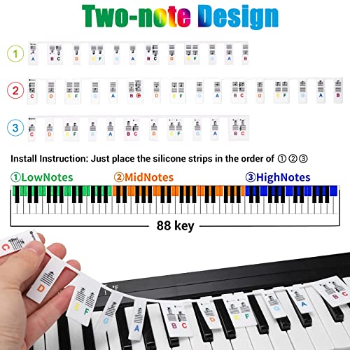 Étiquettes Amovibles En Silicone Pour Clavier De Piano Lot De 3 Notes Amovibles Colorée Autocollants Réutilisables Avec 88 Touches 1Pcs Chiffon Nettoyage 1Pcs Autocollant Note - Les Beatles, Paul McCartney, John Lennon, RIngo Starr, George Harrison Étiquettes Amovibles En Silicone Pour Clavier De Piano Lot De 3 Notes Amovibles Colorée Autocollants Réutilisables Avec 88 Touches 1Pcs Chiffon Nettoyage 1Pcs Autocollant Note – Image 3