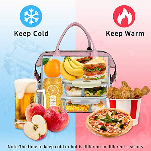 Wonday Insulated, Reusable Lunch Bags For Women Leakproof, Large Lunch Bag With Adjustable Shoulder Strap, Multi-Pocket Lunch Bag For Picnic, Work, Office, Outdoor (Pink) #TOP2