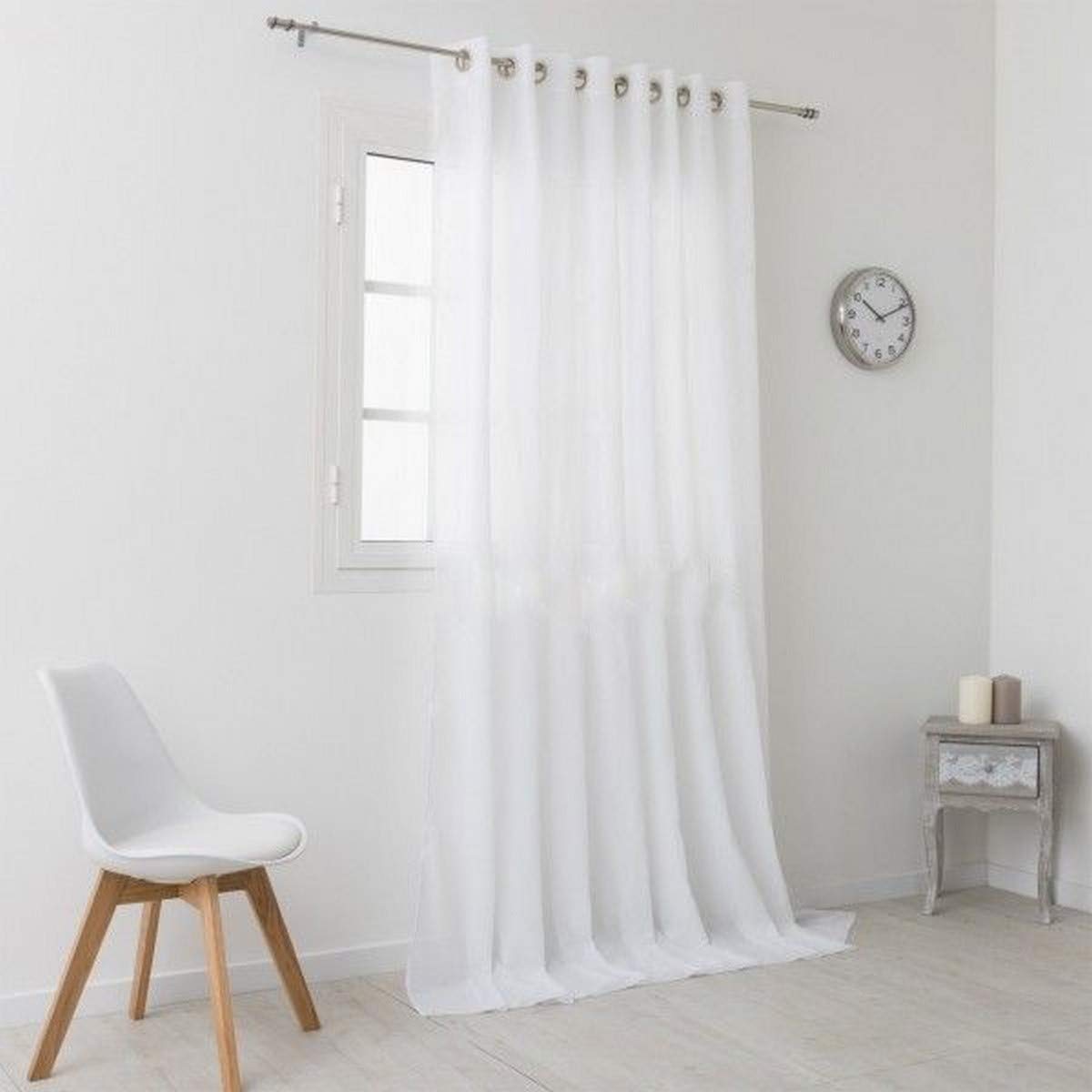 mauro Tende Trasparenti con Occhielli - 1 Pannello Bianco - Larghezza 200 cm altezza da 180 a 280 cm - Tende Soggiorno Salotto Camera - art solibra - A - 200x280 cm