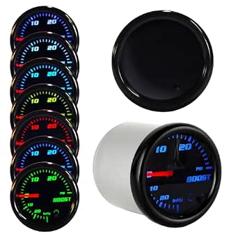 Tinted 7 Color Turbo Boost/Vacuum Gauge Kit 30 PSI 2-1/16" (52mm)