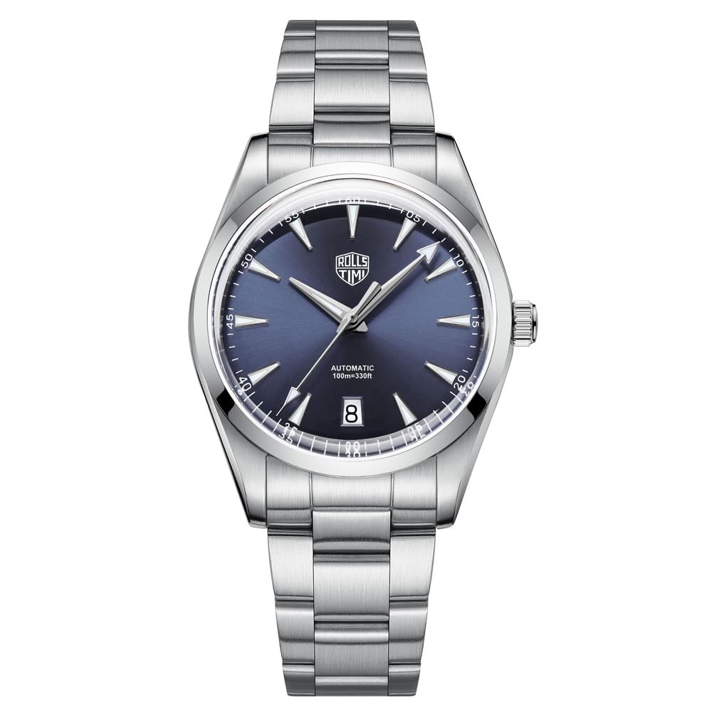 Orologio da uomo automatico NH35A in acciaio inossidabile meccanico 100 m impermeabile orologio da polso per uomo, quadrante in zaffiro, data automatica