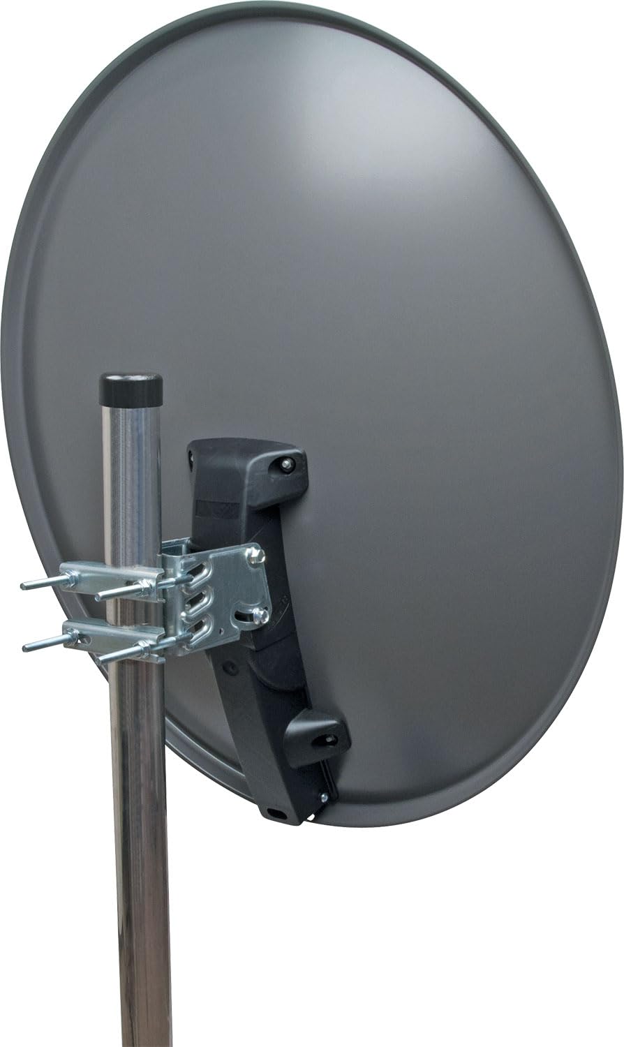 Schwaiger 714197 Digital Sat antena (75 x 85 cm) con LNB de brazo y Mash Projector, antracita, espejo de aluminio – para recibir DVB-S/S2 en Full HD, 3d y 4 K (Ultra HD)