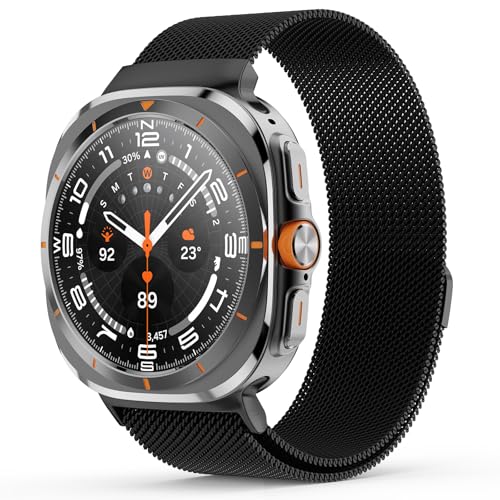 ABOVEACC Ersatzarmband Kompatibel mit Samsung Galaxy Watch Ultra Armband 47mm, Magnetisch Einstellbar Edelstahl Metall Armbänder für Damen Herren, Schwarz