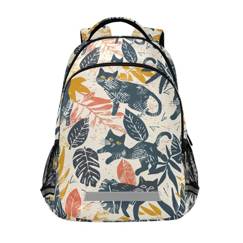 Patterned Kittens and Plants bulk backpacks for kids with big books bag for women mochilas para ni?a