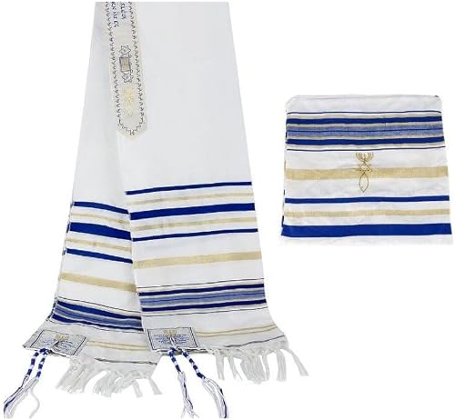 Religious Wear Tallit Jewish Prayer Shawl (52cm x 180cm) (Blue)