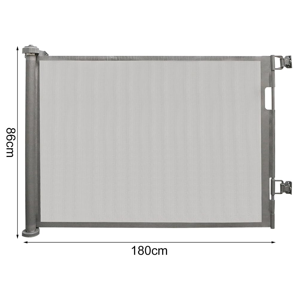 Barrera de seguridad retráctil, escalera para bebés infantiles, 0-180 cm, barrera retráctil infantil, barrera de seguridad enrollable para escaleras, corredor, interior y exterior