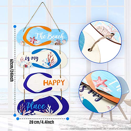 Wooden Beach Wall Hanging Decor Sign Flip Flop Beach Decorations Ocean Sea Home Door Sign Bathroom, Living Room, Bedroom, Dining Room Farmhouse Wall Door Decor, 24 x 4.4 Inch, 11 x 4.4 Inch - Image 7