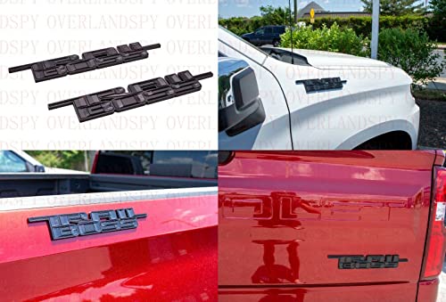Image of 2pcs 2019-2021 Trail Boss Emblems 3D Badge Side Nameplate Decal Replacement for Chevy Silverado 1500 HD 2500 HD (Matte Black)