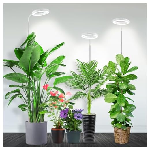 LED-Pflanzenlichtstreifen, CUPAN Vollspektrum-Wachstumslichter für Zimmerpflanzen mit Auto ON & Off Timer, 10 dimmbare Stufen, 144 LEDs Pflanzenwachstumslampen 3er Pack 14 Garpsen Halo Grow Lampe, Vollspektrum-Pflanzenlampe mit Schwanenhals, 3 Farbmodi und 5 Dimmstufen, 6/12/16-Stunden-Timer, 65'' höhenverstellbare Wachstumslampe für große Pflanzen (3er-Pack) – Weiß