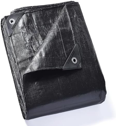 GUARD SHIELD Abdeckplane mit Ösen Wasserdicht 3m x 4m Schwarz Matt Plane Gewebeplane 200g/㎡ Schutzplane Allzweckplane, Reißfest, UV-stabilisiert, Schimmelresistent
