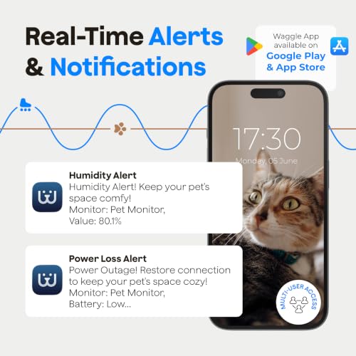 Image of Waggle RV Pet Temperature Monitor - 4G Cellular, No WiFi Required - Real-Time App, SMS & Email Power Outage Alerts - Unlimited Notifications - Home, Car, RV & Vacation Safety - Subscription Required