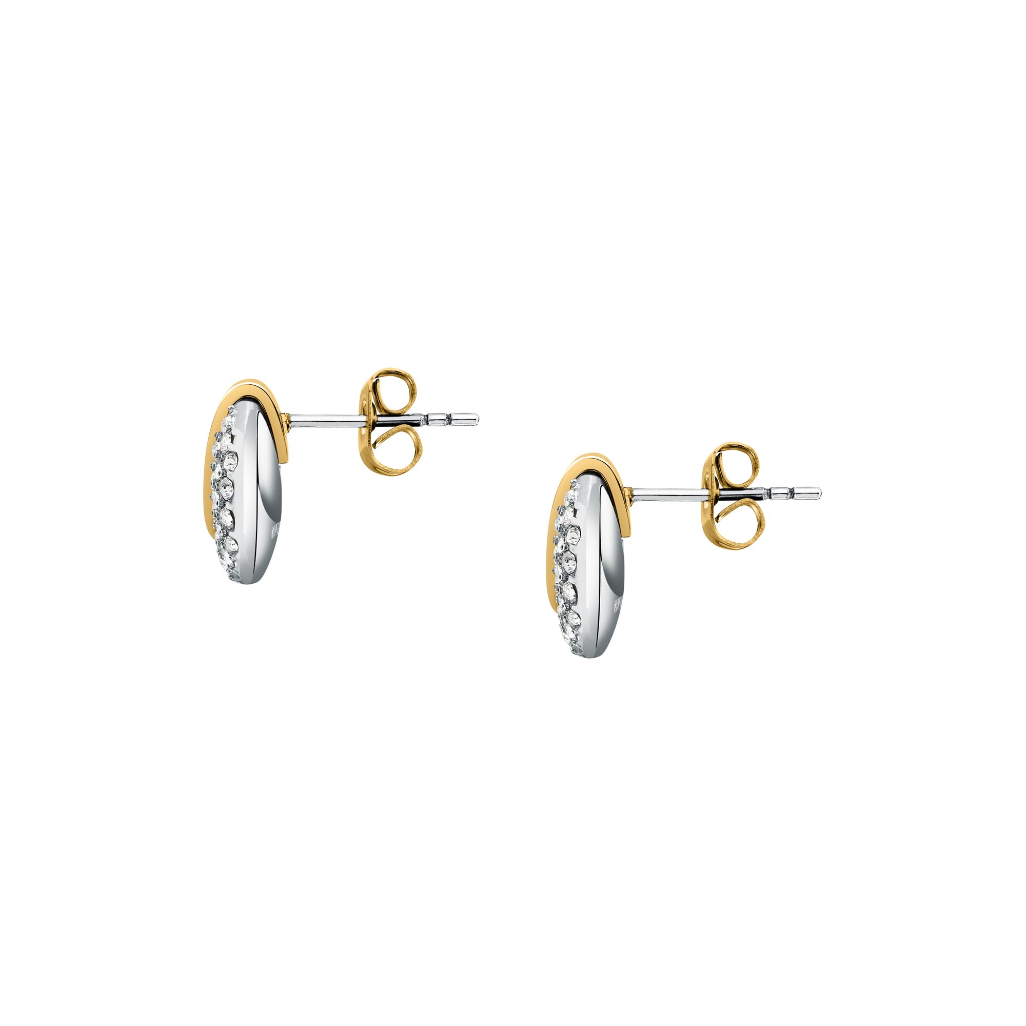 TRUSSARDI Orecchini Donna in Acciaio, Cristalli a Bottone, Collezione T-ROUND, Idee Regalo Donna