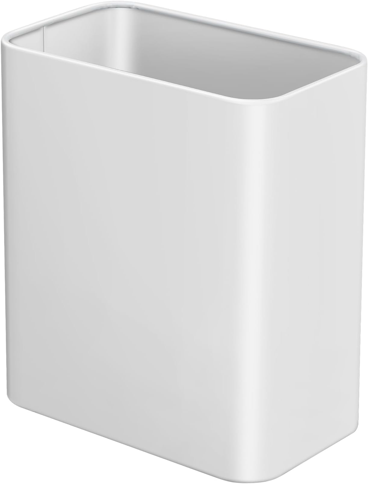 TIPGO Small Metal Trash Can, 2.1 Gallon Slim Trash Can for Bathroom, Wastebasket Garbage Bin for Bedroom, Office, Kitchen, Under Sink (White)