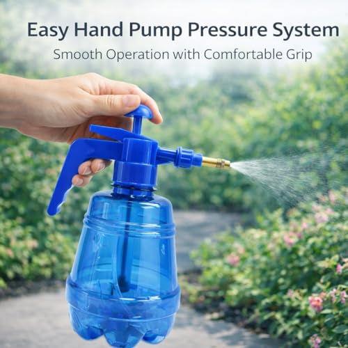 Image of MIKANIX Manual Pressure Spray Bottle for Gardening & Cleaning | Hand Pump Water Sprayer with Adjustable Nozzle | Multipurpose Plant Mister for Indoor & Outdoor (1.5L, Blue)