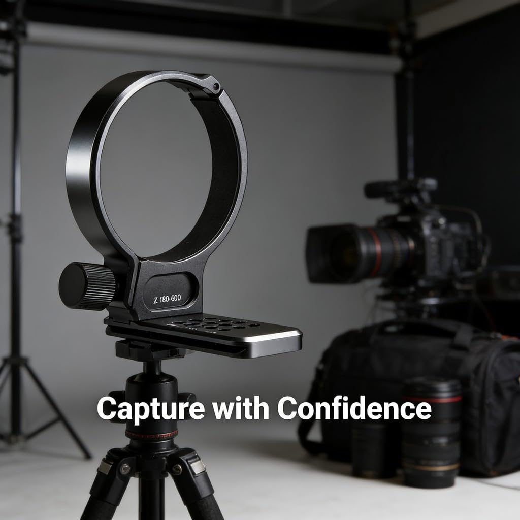 Tripod Mount Ring with 100mm Quick Release Plate, Aluminum Alloy, 1/4 3/8 Inch Screw Hole - Durable CNC Machined, Soft Pad Protection, Lens Stability for Z 180-600mm F5.6 -