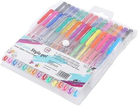 EXERZ colour gel pen set 30pcs - fine ink ballpoint pens, vibrant colour, free flowing, includes glitter pens, neon, metallic and classic shades (30)