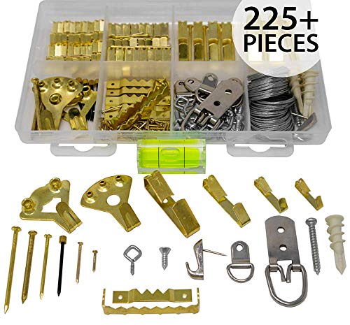 Picture Hanging Kit 225+ Pieces | Premium Picture Hangers | Great Assortment Includes:
