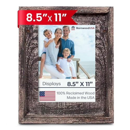 BARNWOODUSA Farmhouse Style Rustic Picture Frame, 8.5x11, Smoky Black