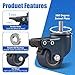 1.6 Inch Blue Polyurethane Caster Wheels, Metric M8-1.25 Threaded Stem (Screw Diameter 8mm, Length:15mm), Heavy Duty Casters Set of 4 with Locking Brakes, 450 lb Capacity for Furniture, Carts