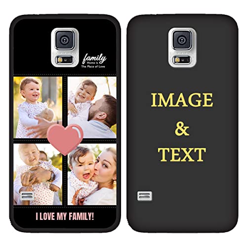 Customize Phone Case for Galaxy S5 5.1 Inch Custom Pictures Anti-Drop Case Personalized Name Soft Case Gift for Family Men Women Photo Full Protective Cover Slim Fit Black