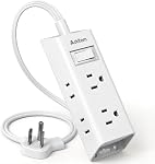 Addtam Flat Plug Extension Cord, 3FT Power Bar with 6 Outlets Extender, Power Strip with No Surge Protector for Cruise Ship, Dorm Room, Home and Office Essentials