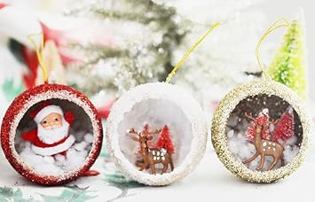 12 Paper Mache PeekaBoo Diorama Round Ornaments Kraft Papier Mache | Unfinished Ornaments Ready to Paint, Decorate & Personalize for Holiday Crafts, Mini Scenes & DIY Displays