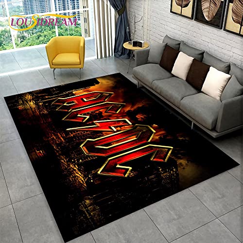 YZGAH ACDC Rock Band Bereich Teppich Groß, Teppich Teppich Für Zu Hause Wohnzimmer Schlafzimmer...