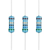 Vista 12 de 100 resistencias de 1 ohm 1/2 W (0.5 vatios) ±1% tolerancia de película metálica, resistencia fija de múltiples valores de resistencia opcional