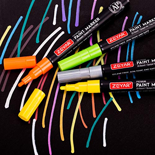 Zeyar Oil-Based Paint Markers, Fine Point 24 Colors, Ap Certified, Permanent Ink & Waterproof, Works On Rock Painting, Wood, Glass, Metal, Ceramic And More (24 Colors Fine Point) #TOP5