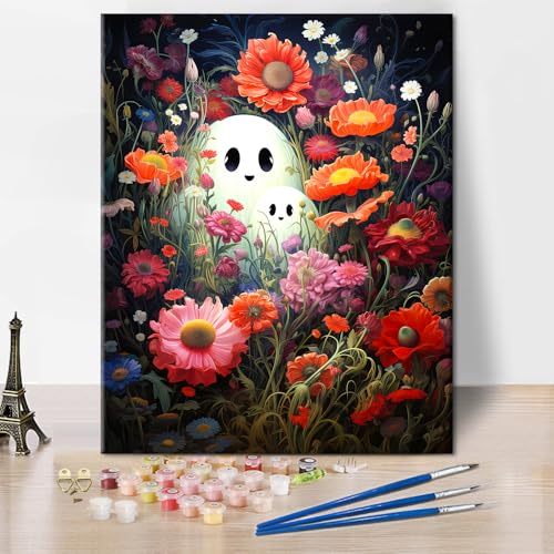Kit de peinture par numéros fantôme d'Halloween TISHIRON 40x50 cm
