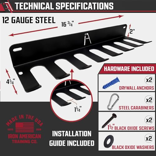 image for IRON AMERICAN Baseball Bat Storage Rack - Wall Mounted - Holds 14 Bats