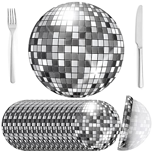 Lot de 50 Sets de Table Ronds jetables en Papier pour fête d'anniversaire, réunion, fête des années 70, Cuisine, Mariage, Banquet, Salle à Manger Argenté...