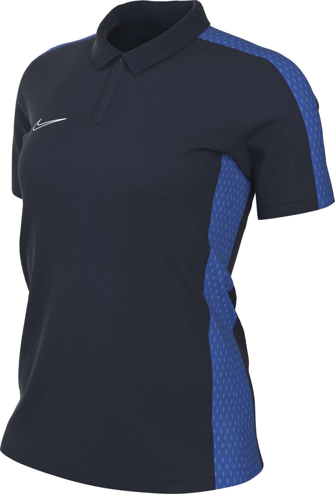 Nike DR1348-451 W NK DF ACD23 Polo SS Polo Shirt Femme Obsidian/Royal Blue/White Taille M