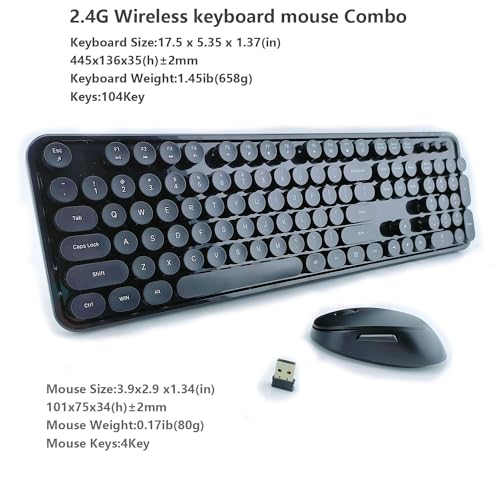 Clavier sans fil machine à écrire et souris sans fil noire - 4