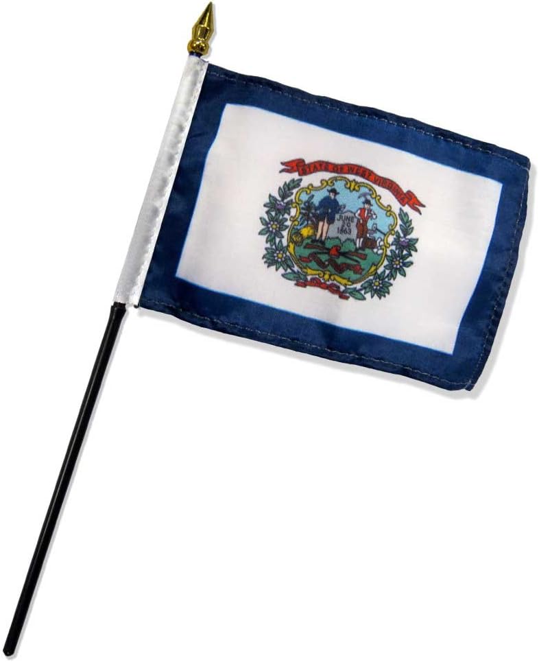 Quality Standard Flags One Dozen West Virginia Stick Flag, 4 by 6"