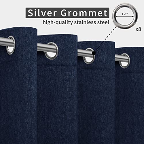 Easy-Going Linen Look Outdoor Curtains Waterproof Windproof Porch Curtains, Soft Thicken Outdoor Privacy Curtains For Patio, Gazebo, Grommet Top And Tab Bottom Drape, 1 Panel, 54X96 Inch, Navy #TOP2