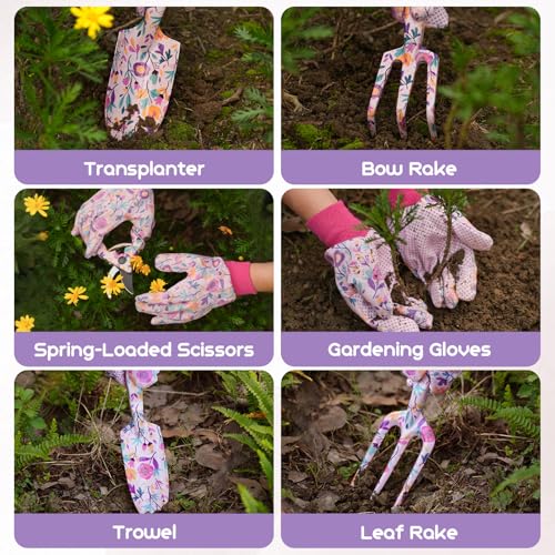 Gardening Gifts for Women Mum - Velway 6PC Floral Print Metal Garden Tools Set with Bag Ideal Gardening Gifts for Ladies Gardeners Mothers Day Christmas Birthday - Image 5