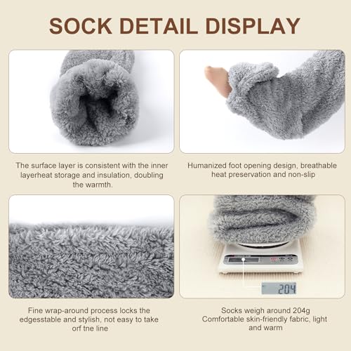 Rednow Snugg Cozy Fuzzy Plush Warmth Long Winter Leg Warmers Over The Knee Home Sleeping Slipper Socks4