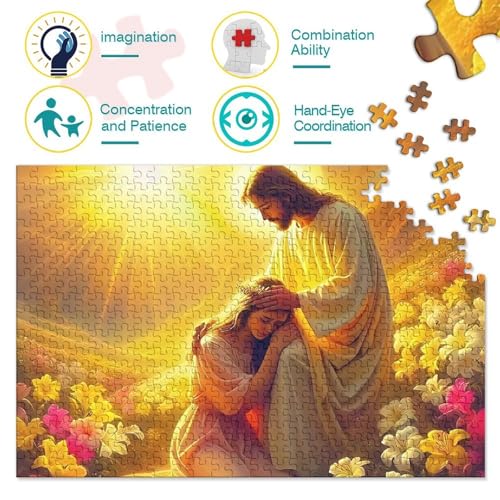 Rompecabezas de Jesús de 1000 piezas: reduce el estrés con un gran desafío de arte religioso 3