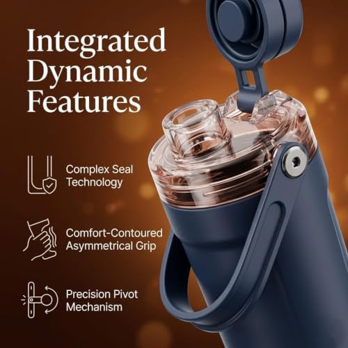 Image of Stainless Steel Protein Sport Shaker Bottle | LeakProof | Dark Grey| 600ml