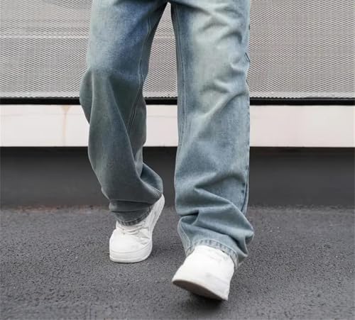 Men's Solid Stretch Street Jeans, Casual Slim fit Vintage wash Pants2