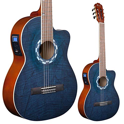 Lindo elektrische akoestische concertgitaar/klassieke gitaar (in natuurlijke hoogglans) met gitaartas LDG-960CEQ