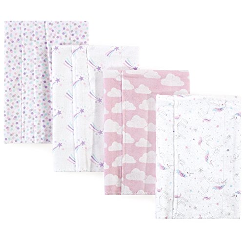 Image of Hudson Baby Cotton Poly Flannel Burp Cloths Multipack, Magical Unicorn 8-Pack, One Size
