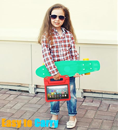 Image of DJ&RPPQ 8in Tablet Case for Kids, Shockproof Kid-Proof Cover for 8 inch Tablet-Red