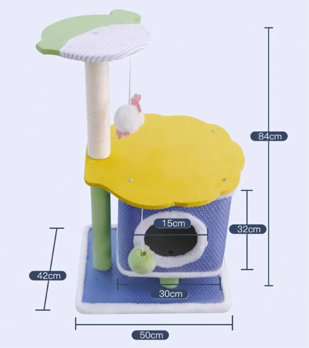 Alberi per Gatti Simpatico Tiragraffi per Gatti da Interno con Mensola per Multistrato A Torre per Albero Gatti Interno(50 * 42 * 84cm)