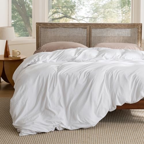 Image of Bedsure Twin Duvet Cover Only - Prewashed Cotton-Like Polyester Extra Soft All Season Bedding, Includes 1 Duvet Cover Twin Size 68x90 Inches with Zipper Closure, White, Comforter Not Included
