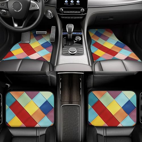 Tapis de sol universels pour voiture lot de 4 à motif écossais coloré pour SUV et camion