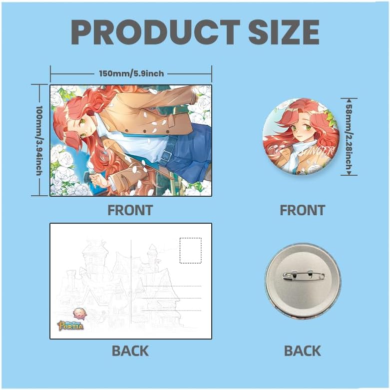 Miniatura 3 de My Time at Portia Characters - Juego de 4 pines de botón (1.9 pulgadas), 4 postales (5.9 x 4 pulgadas)