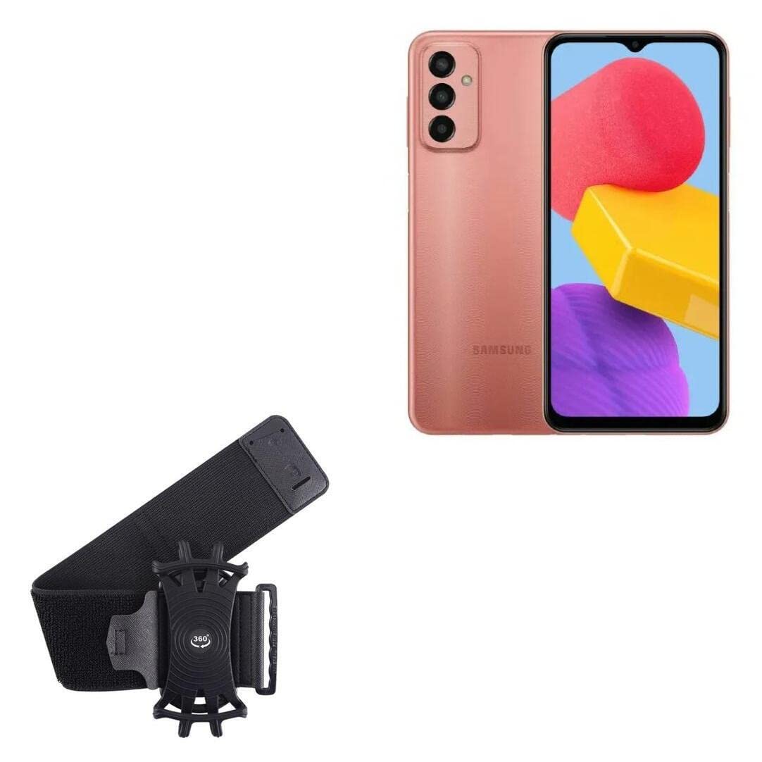 BoxWave Holster Compatible with Samsung F14 - ActiveStretch Sport Armband, Adjustable Armband for Workout and Running - Jet Black