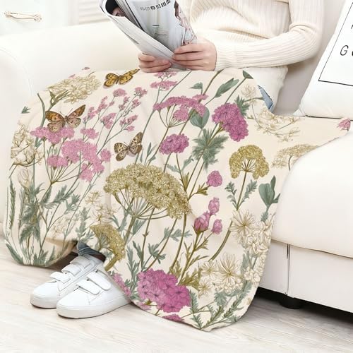 Couverture William Morris en flanelle de qualité supérieure rose et vert - 4